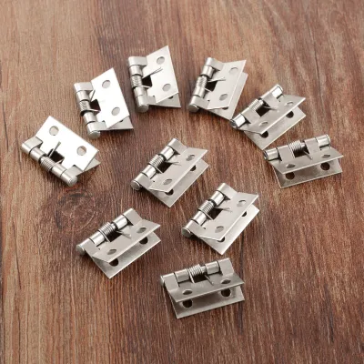 10pcs/lot Spring Hinges Stainless Steel Butt Hinge Silver 4 Holes Cabinet Drawer Door Jewelry Wood Box Decor 26*31MM w/screws