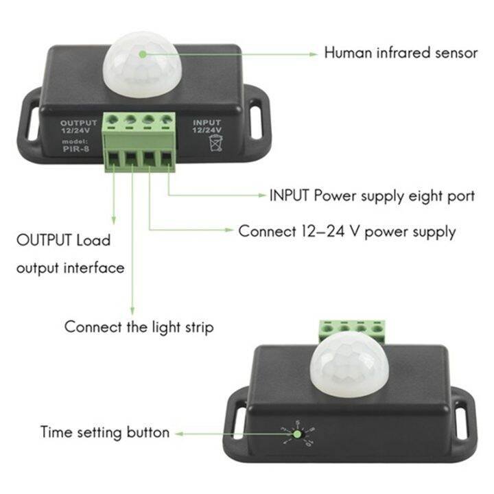 automatic-adjustable-pir-motion-sensor-switch-ir-infrared-detector-light-switch-module-dc-12-24v-8a-for-led-strip