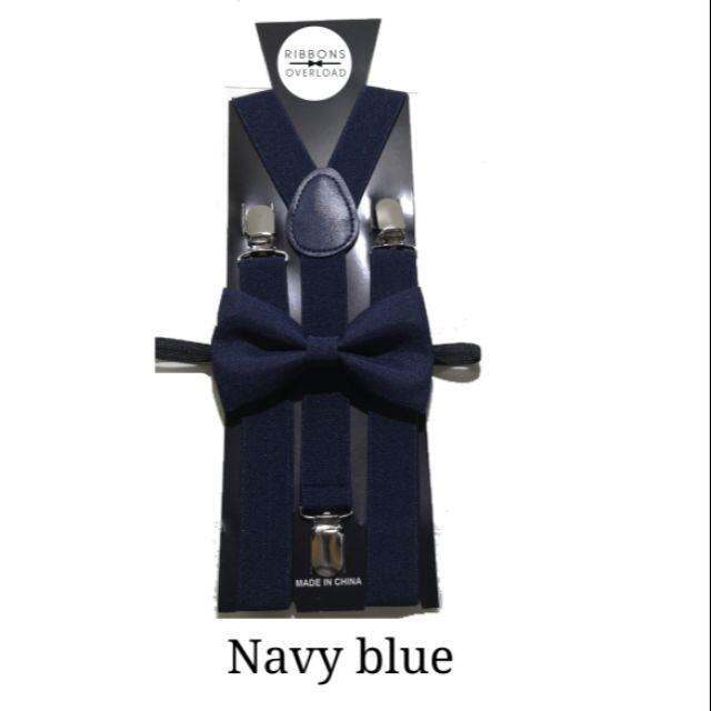 Navy blue Bowtie and suspenders Lazada PH