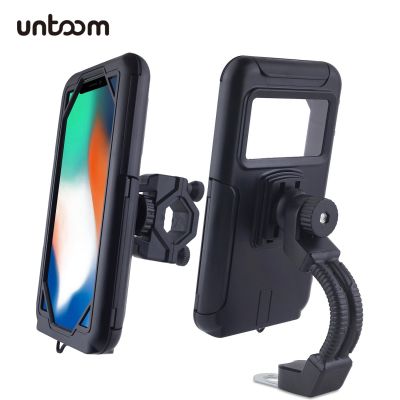 Waterproof Bike Phone Holder Motorcycle Rear View Mirror Phone Holder Bag Bicycle Handlebar Cellphone Support Mount for 4-7 inch