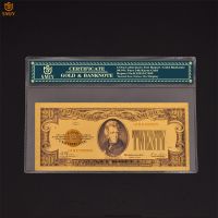 New Souvenir Gift Product Colorful American Currency Paper 20 Dollar Money 24k Gold Plated banknote Collections With COA
