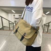 Tide Brand Japanese Ins Style Shoulder Bag Large Capacity Mens Messenger Bag Students All-Match Retro Postman Bag Canvas Bag Female