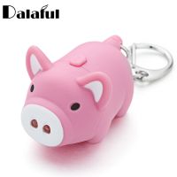 【YF】❈☏  1Pc Cartoon Pig Led Keychains with Sound Flashlight Kids Rings Chians Jewelry Child K380