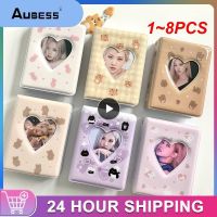 1 8PCS Cute Bear Photo Album 3 Inch Love Heart Hollow Picture Storage Case Kpop Card Binder Name Card Book Photocard Holder 40