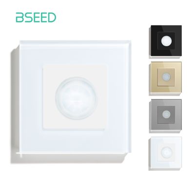 ✢▪ BSEED PIR Infrared Motion Body Sensor Switch Motion Sensor Glass Mechanical Wall Mounted Switches EU Standard LED Light Switches