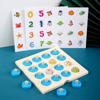 เด็กก่อนวัยเรียน Montessori ของเล่นเพื่อการศึกษา3D กระดานปริศนาไม้4ชิ้นการ์ดความรู้ความเข้าใจผลไม้สัตว์จับคู่เกมหน่วยความจำ