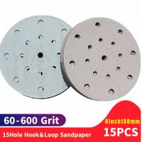 15pcs 6inch150mm Sandpaper Round Shape Sanding Discs Hook Loop Sanding Paper Buffing Sheet Sandpaper 17Hole Sander Polishing Pad