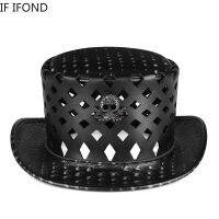 New Punk Style PU Leather Top Jazz Hat Per Uomo/Donna Halloween Cosplay Party Cap Magic Cilindro Hat