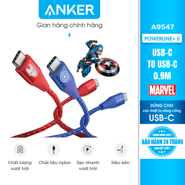 Cáp sạc Anker PowerLine+ II USB-C to USB-C dài 0.9m – Phiên bản Marvel – A9547