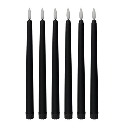 Black Cone Flameless Candles - 11 Inches (About 27.9 Cm), 6, Battery Powered, LED Flash with Wick, Timing Setting