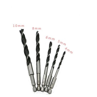 【CW】 5pcs Woodworking Bits Carbon Three Tipped Concrete Drilling Set Size 4/5/6/8/10mm 6.35mm Handle