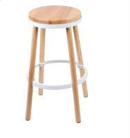 Bar stool size 42x42x77 cm. (maximum load capacity: 90 kg.)-Wooden-Natural/white