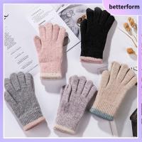 BETTERFORM ขนแกะขนแกะ ถุงมือถักนิตติ้ง ถักนิตติ้ง หนาขึ้น ถุงมือสำหรับผู้หญิง ฤดูหนาวที่อบอุ่น กันลม ถุงมือขนยาวอบอุ่น ผู้หญิงผู้หญิงผู้หญิง