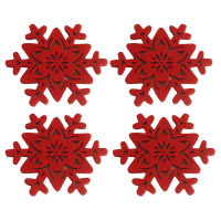 4Pcs Christmas Snowflake รูปถ้วย Anti-Skid ทนความร้อนตาราง Placemat Coaster ครัวชามอาหารเบาะ xmas Decor-mu xuan trade