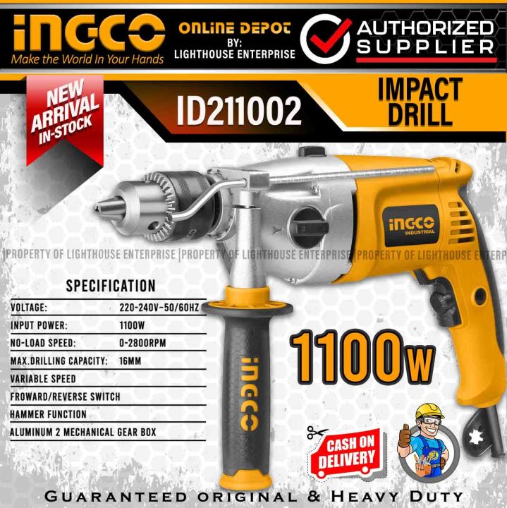 INGCO Industrial 1100W 16mm Impact Drill/Hammer Drill (ID211002 ...