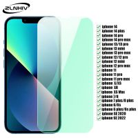 {จี้ดิจิตอล} ZLNHIV โทรศัพท์ปกป้องหน้าจอสำหรับ Iphone 14 13 12 11 Pro Max Mini X XS Max XR SE 7 8 6 Plus กระจกเทมเปอร์ Pelindung Mata สีเขียวScreen Protectors