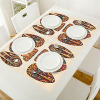 Set of 46 Placemats for Dining Table African Mask Place Mat in Kitchen Accessories Coaster Cup Wine Mat