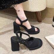 Blonshe Xăng Đan Đế Vuông Cho Nữ Giảm Giá Thời Trang Giày Hàn Quốc Cho Dép