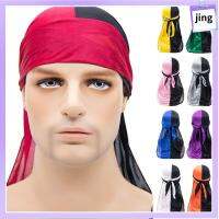 JING ผูกไว้ล่วงหน้า ผ้าโพกศีรษะ บางและบาง อีลาสติก ไหม durag ปรับได้ปรับได้ เพลง Hip-POP ผ้าโพกหัวฮิญาบ ชายหญิง