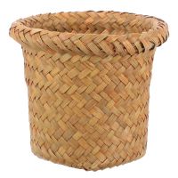 Woven Trash Can Seagrass Weaving Laundry Basket Rattan Wicker Garbage Waste Bin Sundries Wastebasket