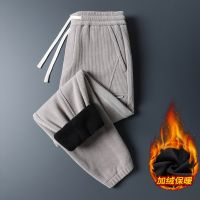 [COD] Corduroy mens autumn and winter trendy sports plus velvet thickened loose leg all-match casual trousers