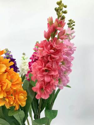 ดอกไม้สีม่วงจำลองดอกไม้ผ้าไหมใช้ตกแต่งบ้านกิ่งเดียวยาวดอกไม้ประดิษฐ์พืชเทียมชุดรวมจำลอง Ajacishuilinshen
