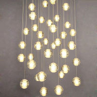 Modern Luxury Crystal Ball Pendant Lights Attic Villa Stairs Decoration Led Pendant Lamps Living Dining Room Indoor Hanging Lamp