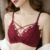 Fan·Sweet Sexy Lace Wireless Women‘s Bras Underwear Set Gather Push Up Brassiere Hollow Out Seamless Female Bralette Lingerie