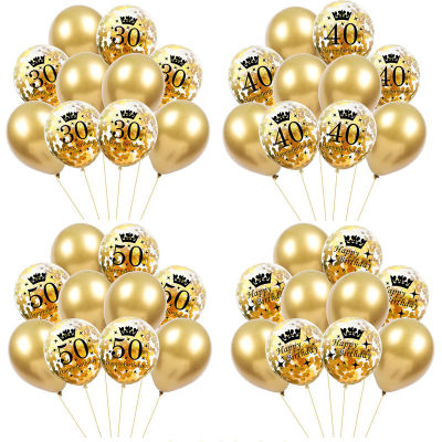 Black Gold 30 40 50 60 ปีวันเกิดบอลลูน Confetti 30th 50th Birthday Party ตกแต่งผู้ใหญ่ Party Ballon Air Globos-iewo9238