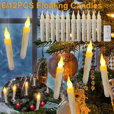 【CW】 6/12pcs Floating Candles with Decoration Candle Lights Indoor Outdoor