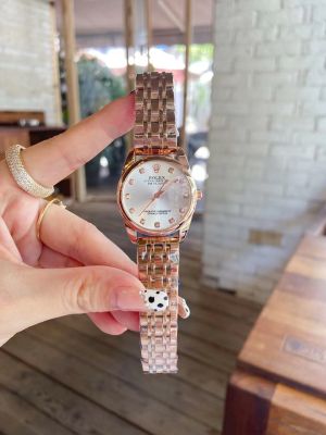 (โรสโกลด์) นาฬิกาควอทซ์ผู้หญิงหรูหราสายสแตนเลสคุณภาพสูงนาฬิกาข้อมือสตรีสามขาคลาสสิก2022นาฬิกาใหม่