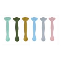 6PCS Animal Spoon Baby Feeding Tableware Organic Silicone Eco-friend Material Kid Dinnerware Infant Toldder Feeding Accessories Bowl Fork Spoon Sets