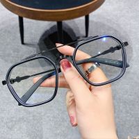 2022 New Black Men and Women Retro Big Frame Korean Version Double Beam Big Face Anti-Blue Light Eyeglass Frame Myopia Glasses Fashion glasses