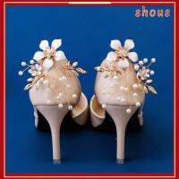 SHOUS 1pair(2pcs) ส้นสูงมีส้น จี้ห้อยกระเป๋า/เข็มกลัด งานทำมือ หัวเข็มขัดเสน่ห์ คลิปหนีบรองเท้าแบบถอดได้ ตกแต่งรองเท้าแต่งงาน ใบไม้สีทอง