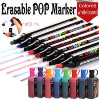 Genvana 8 Assorted Colored Dry Erase Whiteboard POP Markers Erasing White Board Refillable markers 5MM 12MM Chisel Tip Low Odor