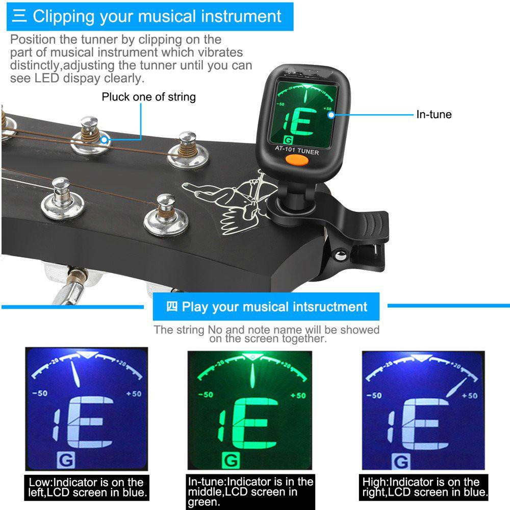 U-Tune Guitar Tuner Clip On Tuner for All Instruments with Chromatic Guitar Bass Violin Ukulele with LCD Display 