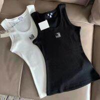 รุ่นสูงต้นฤดูใบไม้ผลิ Loe*23 Luo Jia เสื้อเข้ารูปปักหน้าอกเสื้อกล้ามสายเดี่ยวผ้าฝ้ายกีฬาชุดยูยูพลัส ~