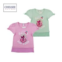 Chelsee เสื้อยืดคอกลม เด็กผู้หญิง รุ่น 237836 ลาย POP CORN ผ้า 100%Cotton อายุ 2-10ปี เสื้อผ้าแฟชั่นเด็กโต