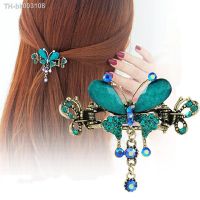 ☽☄ Elegant Crystal Hair Clip Turquoise Butterfly Flower Hair Crab Clips Popular Women Girl Alloy Hair Pins Hair Styling Accessories