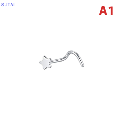 💖【Lowest price】SUTAI ห่วงเจาะจมูกแบบสกรูด้านบนสำหรับเจาะจมูกแหวนเหล็กสำหรับผ่าตัดใน316L