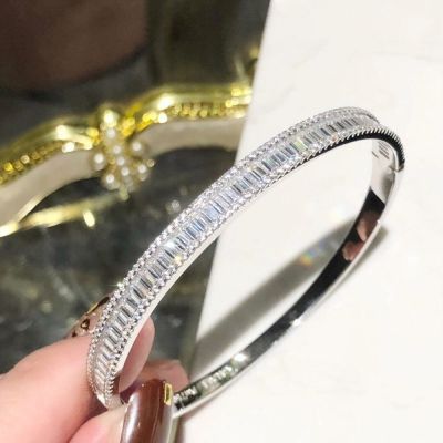 New 2023 Famous Brand Trend 925 Sliver Classic Europe Bracelet Fine Jewelry For Women Luxury Full Zircons High Quality Bangles