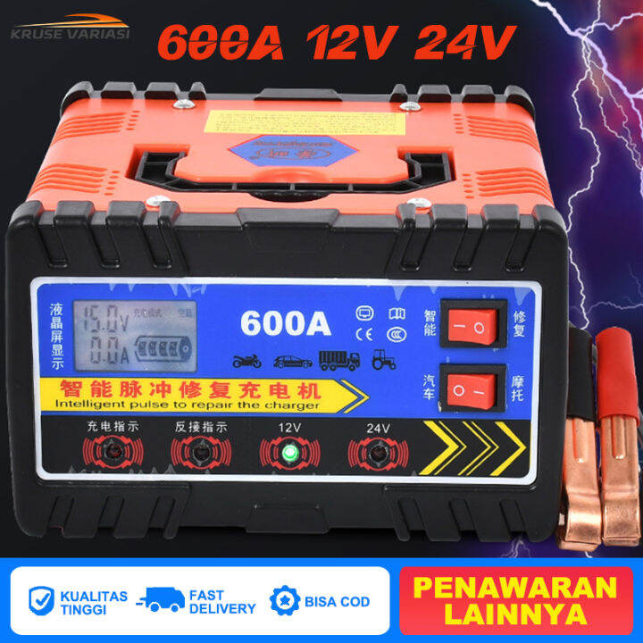 Cas Aki Motor Dan Mobil Charger Aki Mobil 12V 24V Universal /Charger