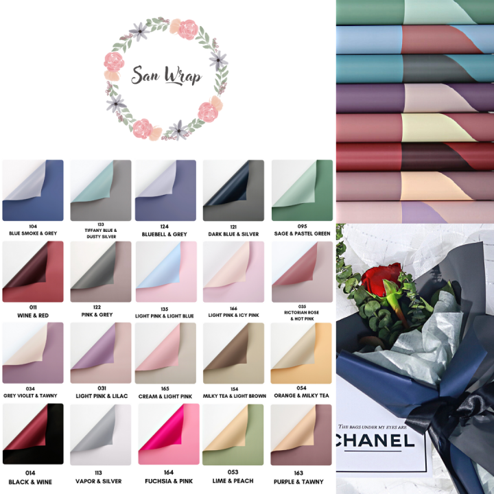 (5 Lembar) Flower Wrapping Paper Varian Bi Color Kertas Buket Bunga ...