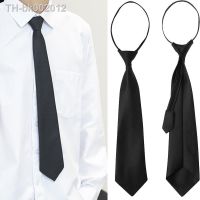 ✇﹍ Black Knot Free Ties Zipper Matte High Grade Business Shirt Suit Tie Accessories Necktie Men Women Wedding Meeting Funeral Wear