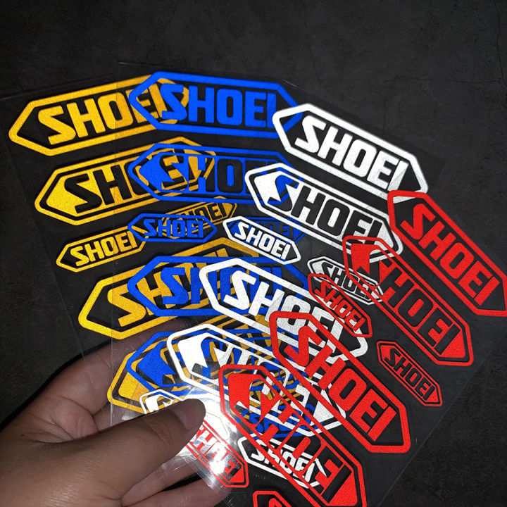 shoei-หมวกกันน็อคสติกเกอร์สติกเกอร์พีวีซีกันน้ำครีมกันแดดสติกเกอร์-shoei-ขี่หมวกกันน็อคตกแต่งสะท้อนแสงจักรยานรถยนต์ไฟฟ้ารถจักรยานยนต์หมวกกันน็อคสากลสติกเกอร์รูปลอก