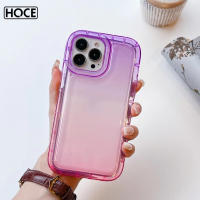 HOCE Two Tone Gradient Square เคสโทรศัพท์ซิลิโคนสำหรับ iPhone 14 13 12 11 Pro Max 14Plus โปร่งใส Hard PC Soft Back Cover