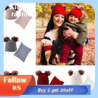 ALDRICH FASHION Toddler Kids Fur Pom Neckwarmer Warm Beanies Ski Hat Circle Loop Scarf Baby Hat Scarf