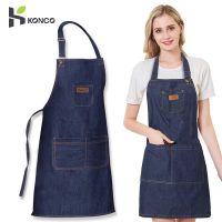 Konco Unisex Adjustable Bib Apron Kitchen Cooking Baking Aprons Chef Waiter Cafe Shop BBQ Hairdresser Aprons With Tool Pockets Aprons