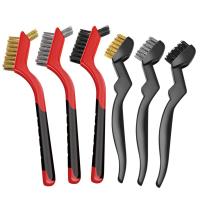 6PCS Small Wire Brushes Set for Cleaning Metal Brushes Brass Wire Brush with Curved Strong Handle Grip