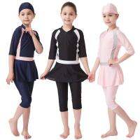 【CW】 Kids Muslim Swimwear Cap jumpsuit skirt 3pcs Modest Swimsuit Shorts Diving Beachwear